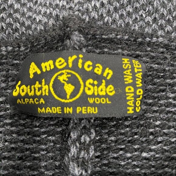 American South Side alpaca wool poncho herringbone charcoal gray OS neutral cozy - Picture 7 of 10